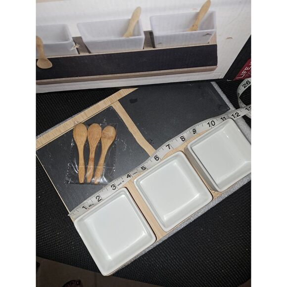 NIB-Moritz & Moritz Bamboo & ceramic platter- Broken slate but useable - Picture 2 of 9